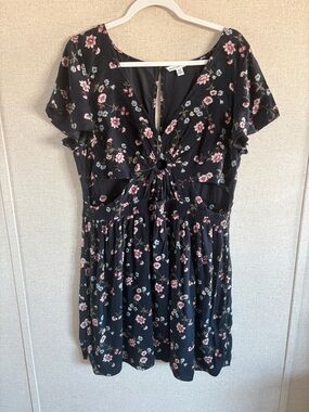American Eagle Floral Cutout Dress XL Boho Cottagecore Flowy Mini